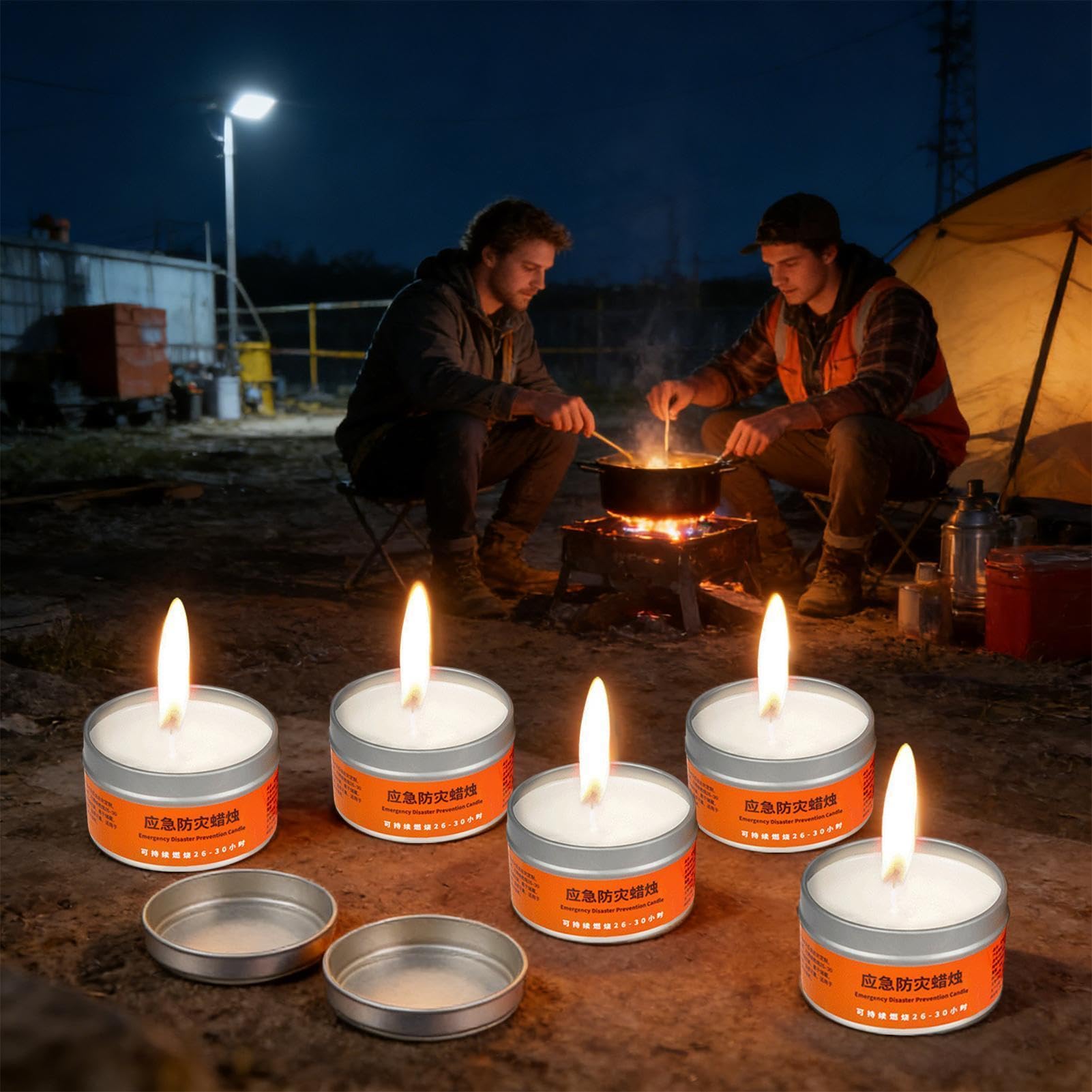 20 x świece awaryjne w blaszanej puszce – czas palenia 30 h, wiatroszczelne i wolne od sadzy, do użytku na zewnątrz, zestaw świec survivalowych, przenośne oświetlenie awaryjne do zapobiegania kryzysom