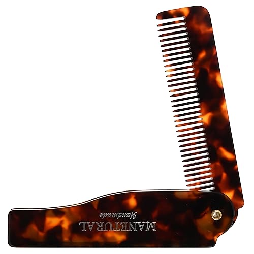 Miniatura 6 de MANETURAL Peine de dientes finos de 80L, peine de bolsillo plegable, peine de pelo de 6.4 pulgadas para mujeres y niños, cuidado de la barba o