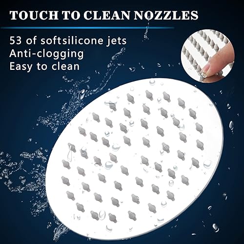 Miniatura 48 de Voolan Cabezal de ducha de lluvia, cabezal de ducha grande de alto flujo hecho de acero inoxidable de metal, cubierta de cuerpo de cascada, soporte