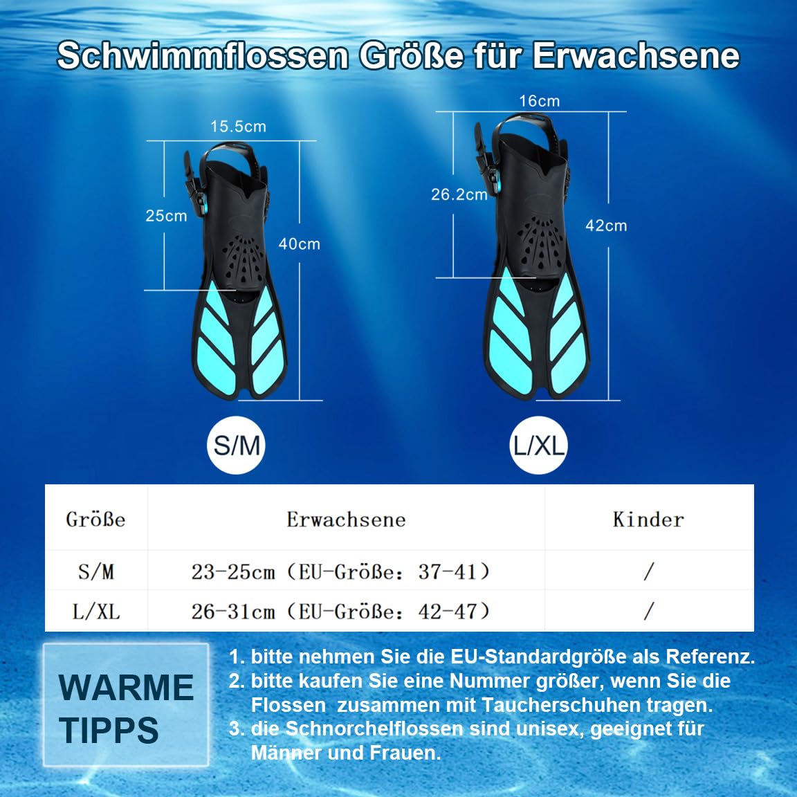 Schnorchelflossen, Flossen Erwachsene Schwimmflossen, Flexibel Einstellbare Schwimmflossen, PP+TPR Material Unisex Taucherflossen für Erwachsene mit Netztasche