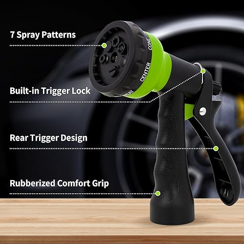 Miniatura 2 de NEXCOVER Boquilla para manguera de jardín, 7 patrones de riego ajustables para manguera de agua, boquilla de rociado de jardín antideslizante para