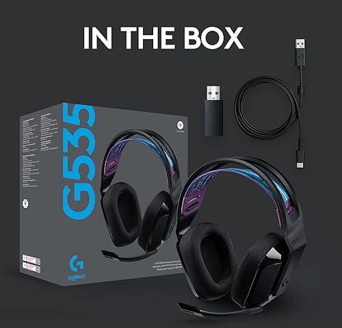 Miniatura 10 de Logitech G535 Lightspeed - Auriculares inalámbricos para videojuegos, ligeros, con micrófono abatible para silenciar, estéreo, compatibles con PC,