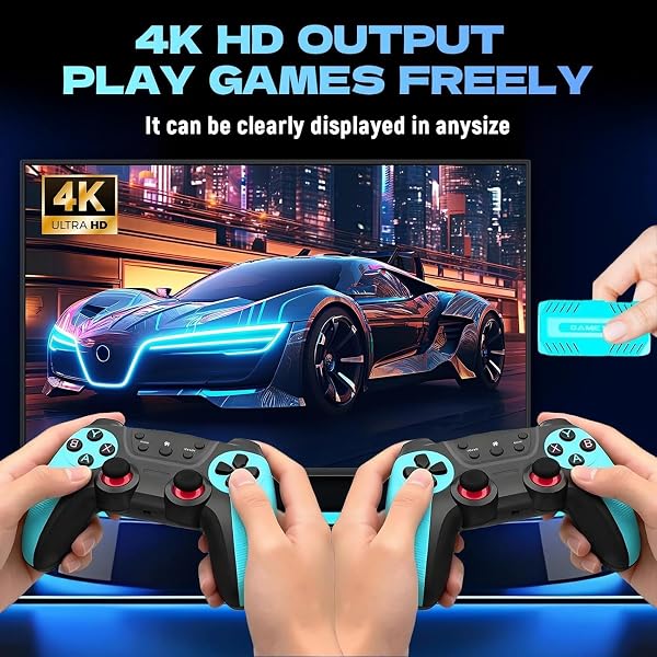 U36 Retro Game Console Stick with 50000+ Classic Games, S905X4 Quad 4K HDMI Plug & Play TV Gaming System, Dual Wireless Controllers, 40+ Emulators – Arcade Gift for Adults & Kids - 4