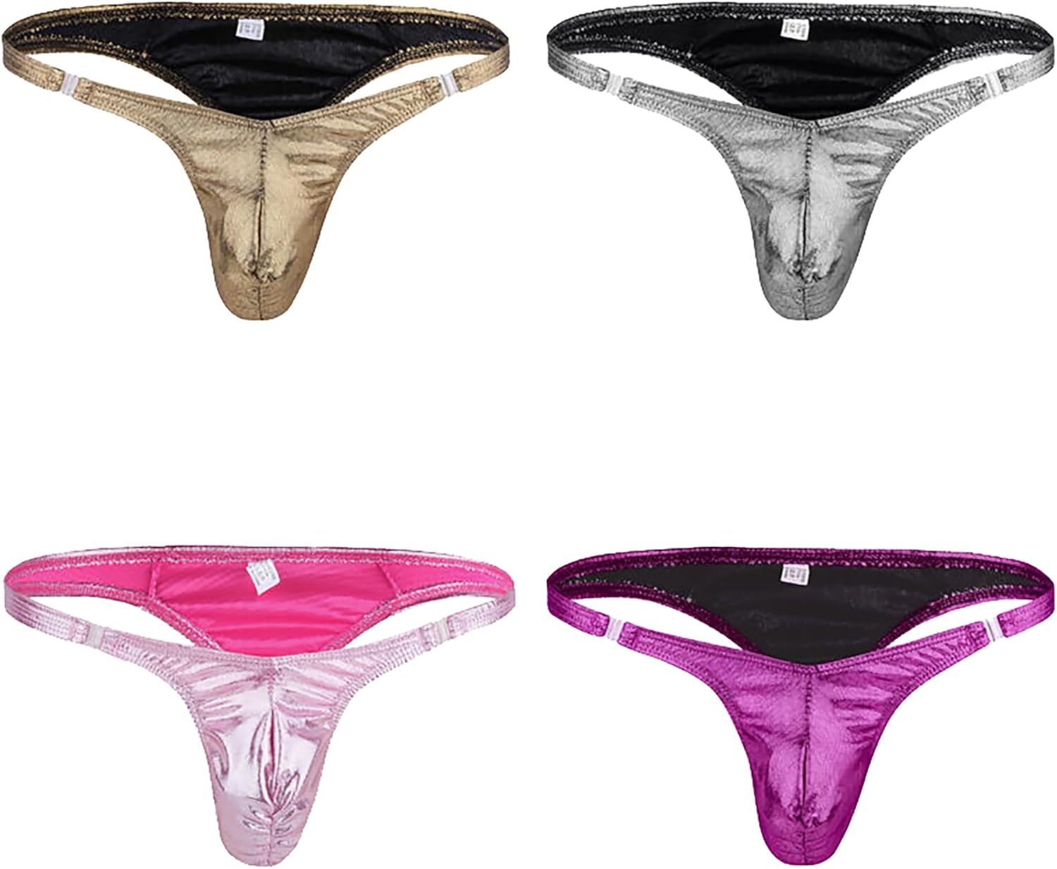 Faringoto Mens Lingerie Gay Jockstrap Tanga Thong Men Shiny Ruched Pouch Panties G-string Thong