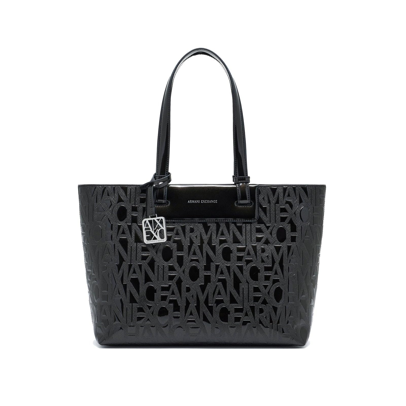 Armani Exchange Women's Black Embossed Logo Shopping Bag