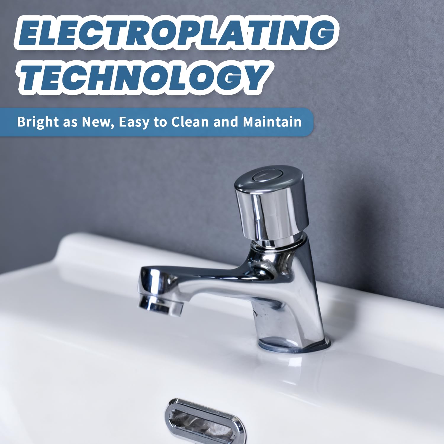 Rubinetto Cromato Con Chiusura Automatica A Tempo Per Bagno Pubblico – Miscelatore A Pressione Per Acqua Fredda, Montaggio A Ponte, Risparmio Idrico