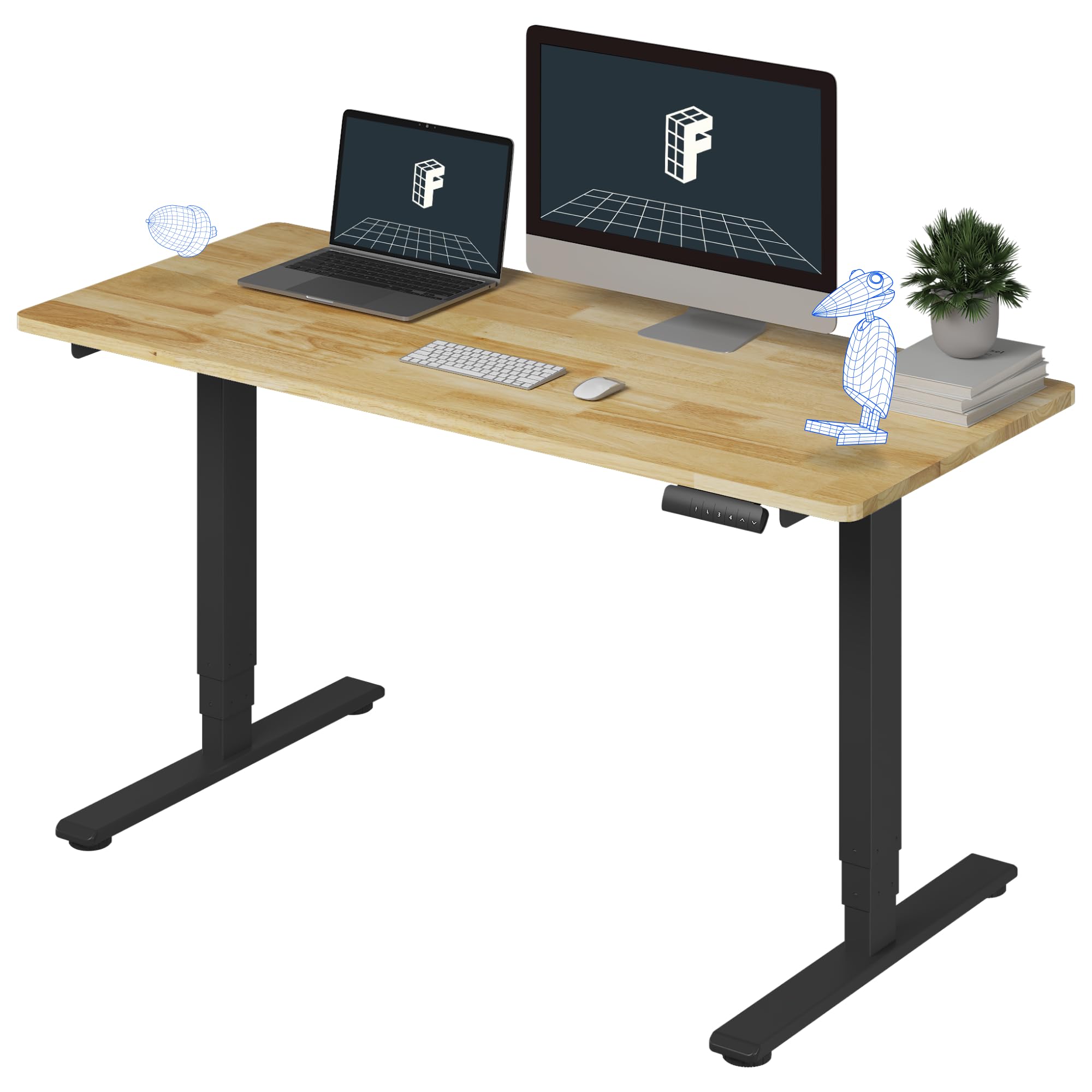 FlexiSpot E6 Solid Wood 3-Stage Dual Motor 55 x 24 Electric