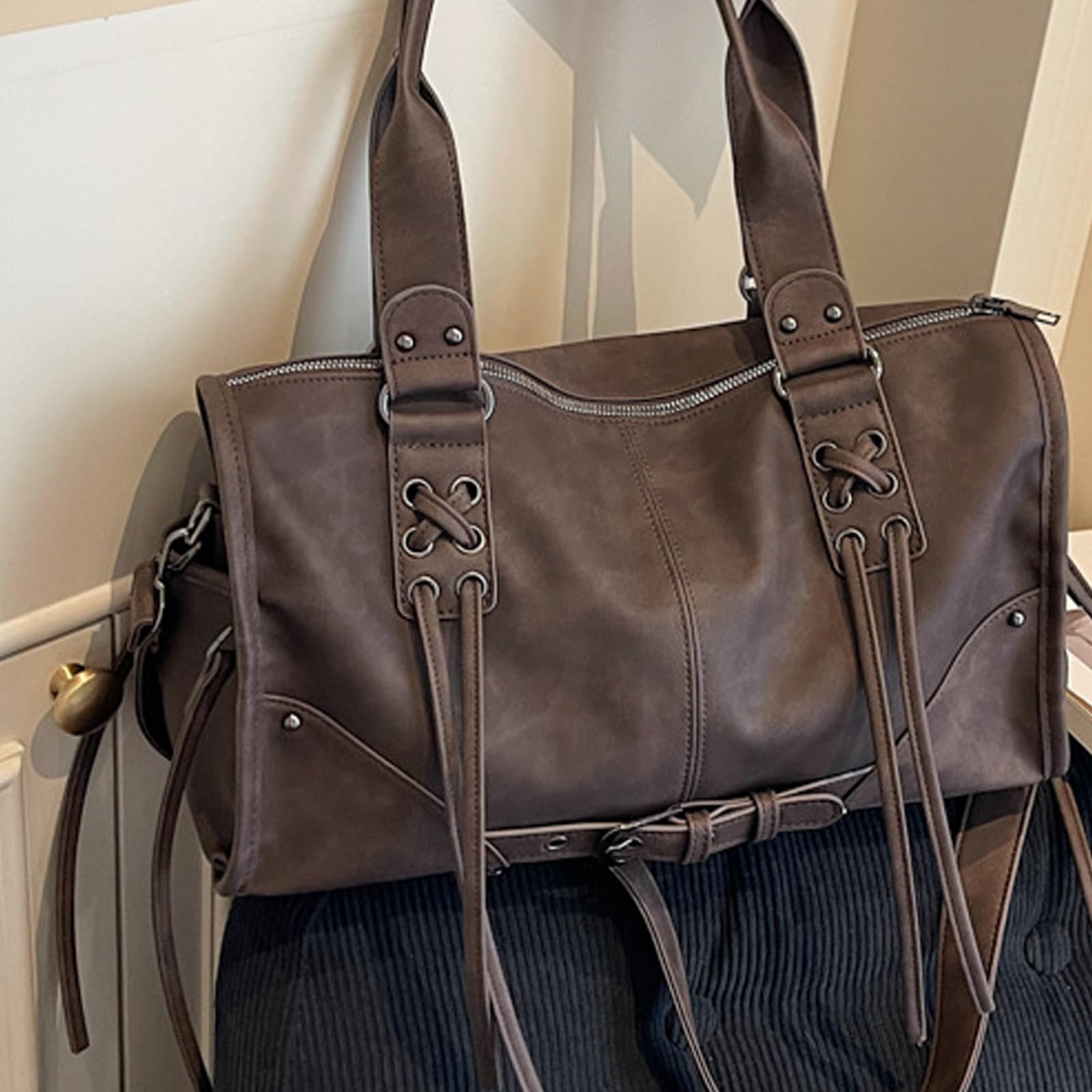 Borsa a tracolla da donna in pelle PU con tasche multiple e tracolla regolabile, borsa a tracolla da viaggio