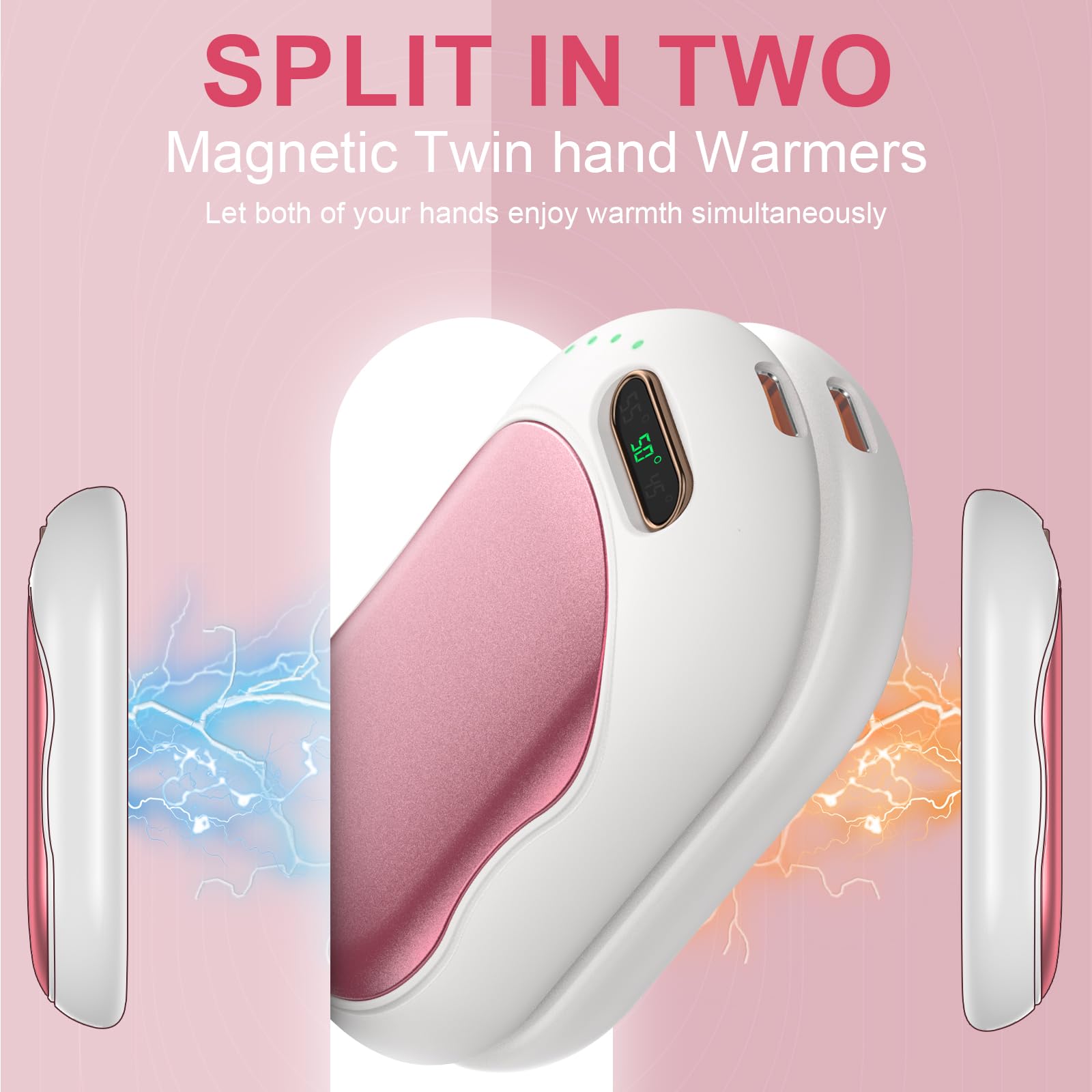 Chauffe-Mains Rechargeable - 5000mAh, 3 Niveaux De Chauffage, Magnétique