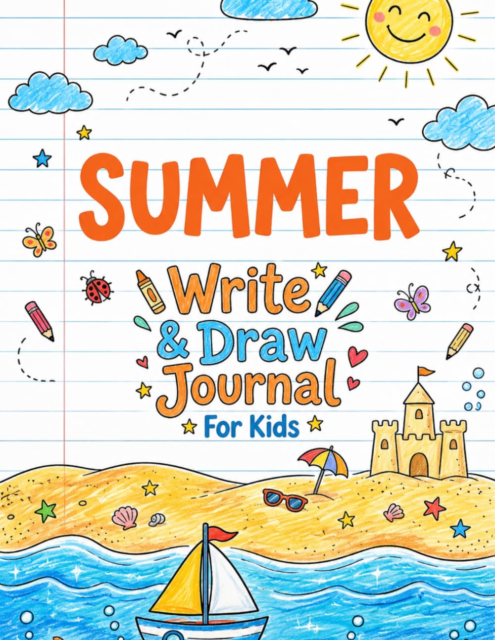 Summer Write and Draw Journal for Kids: Creative Activity Notebook and Daily Handwriting Diary for Children | Primary Story Composition Book with Blank Sketch Pages