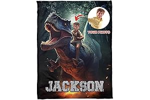 Personalized Dinosaur Blanket for Kids Featuring T-Rex