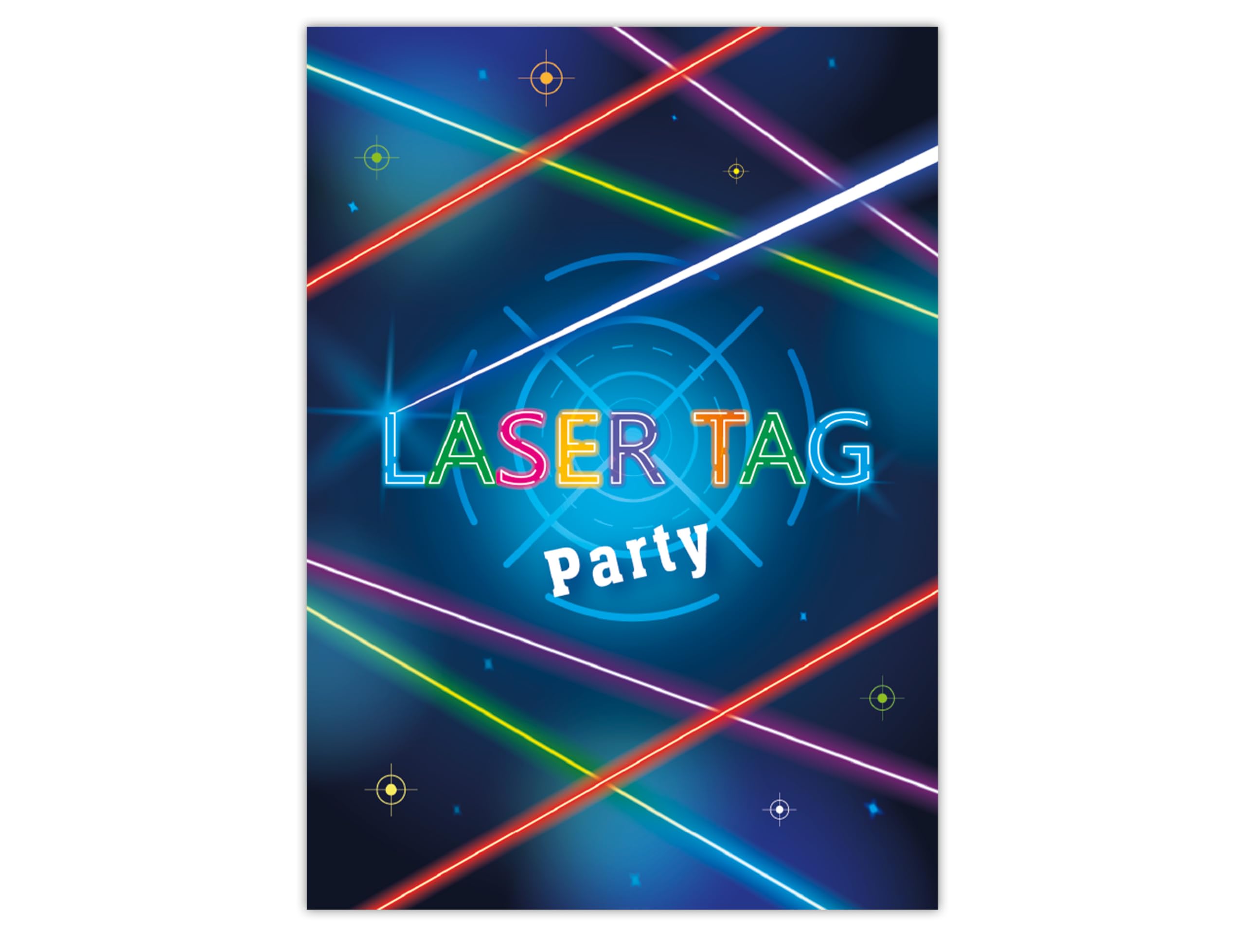 12 Einladungskarten Kindergeburtstag Laser Tag Lasern Geburtstag Kinder Jungs Mitgebsel inkl. 12 Umschläge, 12 Tüten, 12 Aufkleber, 12 Lesezeichen, 12 Blöcke, 12 Stadt-Land-Fluss, 12 Tic Tac Toe