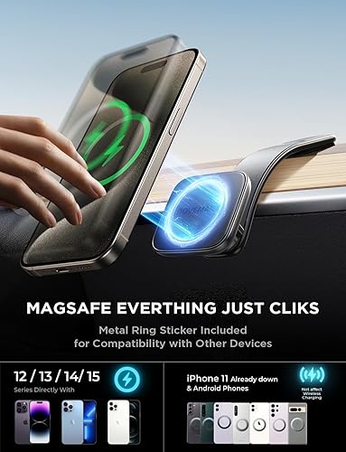 Miniatura 3 de Soporte de teléfono Tesla 20 imanes más fuertes, para soporte de automóvil MagSafe aleación de titanio con memoria flexible Accesorios Tesla Model