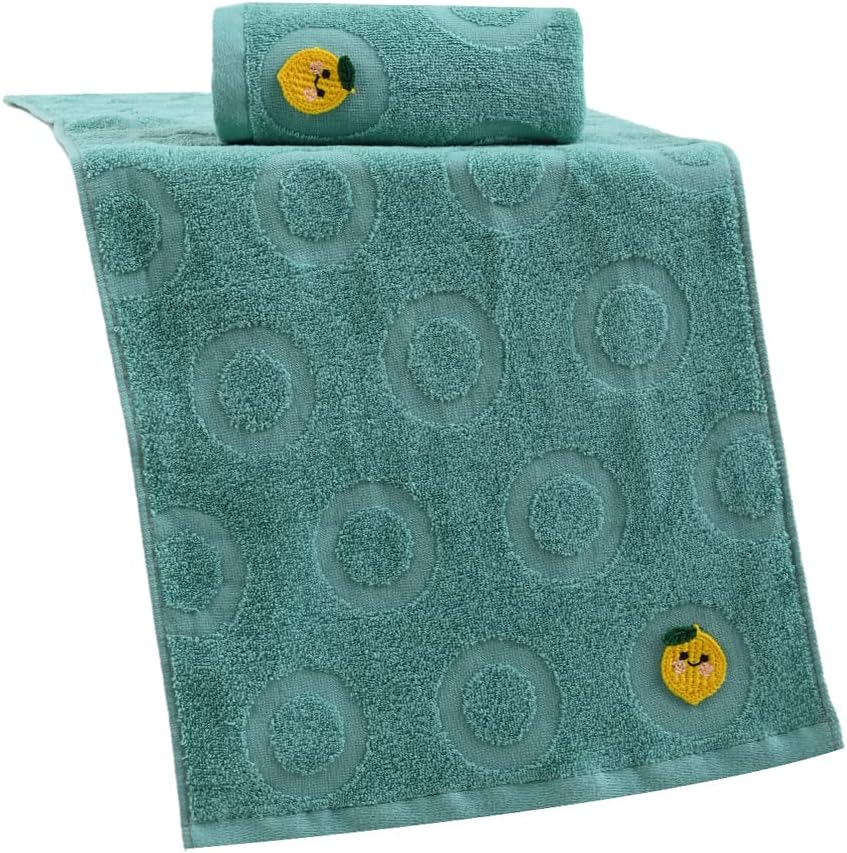 YiLUOMO Green Hand Towel Set of 2 Cute Lemon Embroidery Soft 100% Cotton Absorbent Hand Towels for Bathroom Spring Decorative 13 x 29 Inch - Image 2