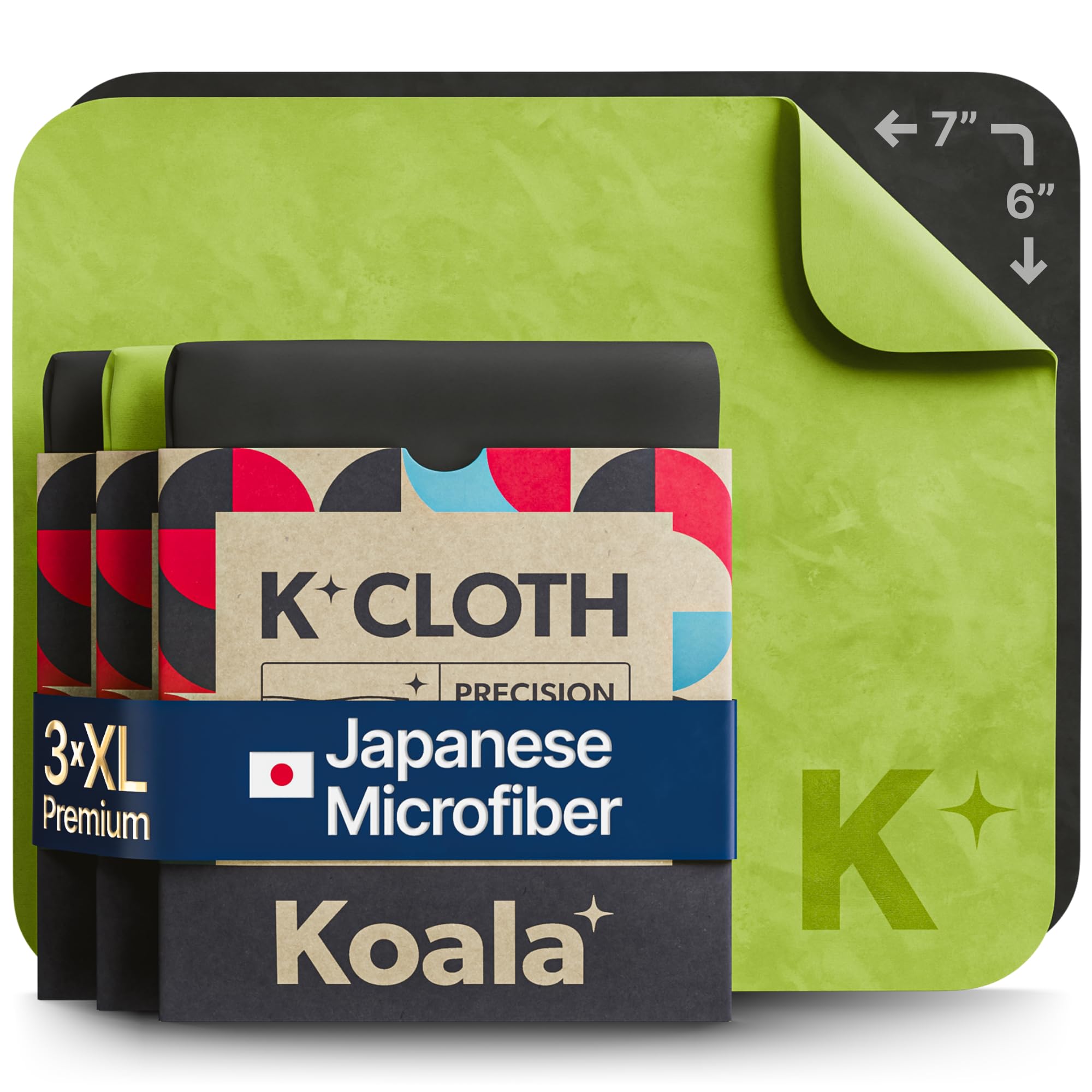 Koala Kloth Microfiber Cleaning Cloth | Jumbo XL Size | Perfect for Large TV and Computer Screen Cleaning | Safe for All Surfaces | 3 Pack, 12x12 Inch, Black