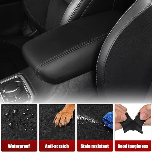 Miniatura 3 de KBH Funda para reposabrazos de consola central automática para Jeep Grand Cherokee 2011-2020 y Dodge Durango 2011-2020 de repuesto de cuero de