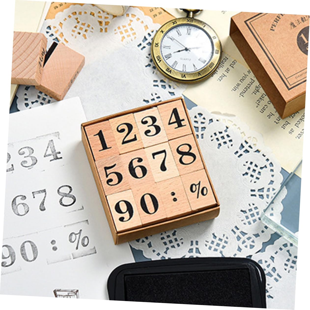 OSALADI 120stücke Holzstempel Für Monate Vintage Scrapbooking Stempel Mit Kleinen Tintenstempeln Für Kreative Projekte Und Kartenherstellung