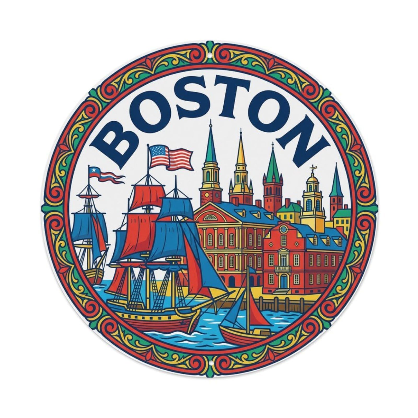 USA Retro Travel Boston Metal Tin Sign