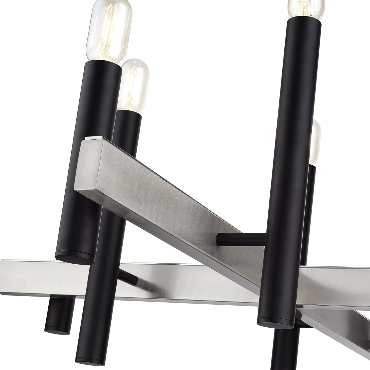 Livex Lighting, 49996-04, Helsinki Collection, 8 Light Black Large Chandelier with Brushed Nickel Accents