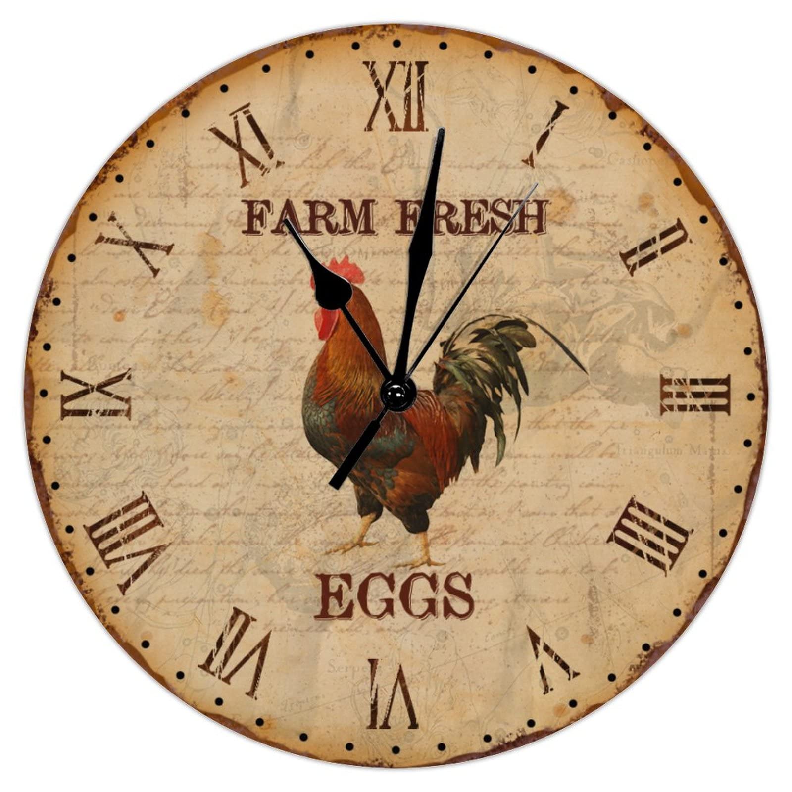 Horloge murale silencieuse sans tic-tac en bois rustique de style campagnard