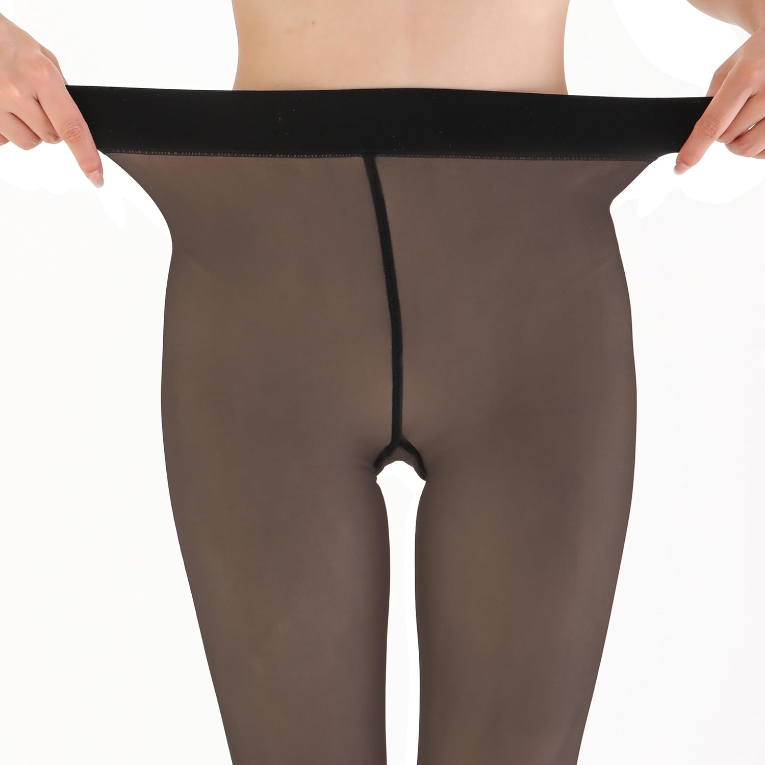 Ultra Comfy Faux Sheer Fleece Lined Thermal Tights, Fake Translucent Thick Warm Pantyhose - Image 2