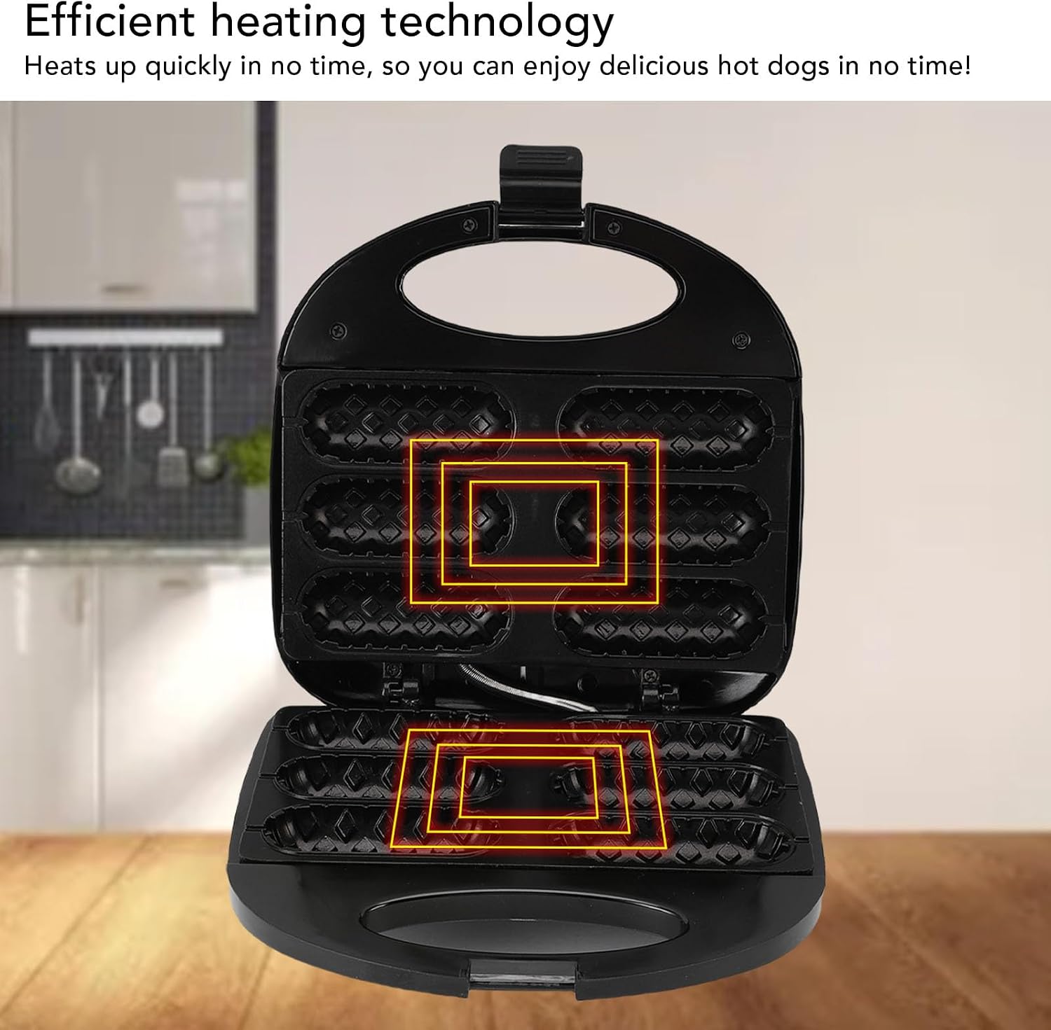 Diydeg Corn Dog Maker, Fast Heating 6 Hotdog Capacity Nonstick Electric Hot Dog Waffle Machine with Automatic Temperature Control, for Parties Gatherings and Carnival Treats (US Plug 110V)