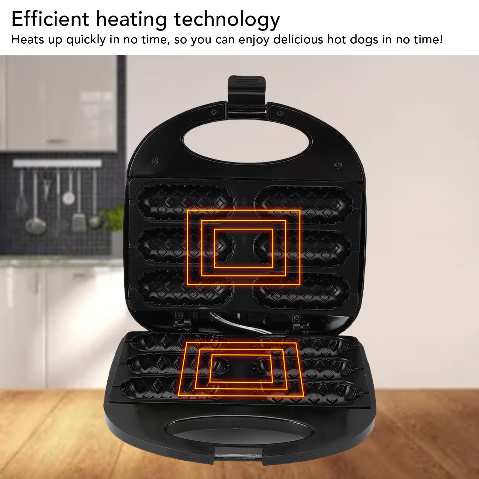 Corn Dog Maker Machine, Schnelle Heizung 6 Hotdog -Kapazitätskapazität Auto -Temperaturkontrolle, Ideal für Versammlungen, Genießen Sie Leckere Leckereien mit (EU -Stecker 220 V)