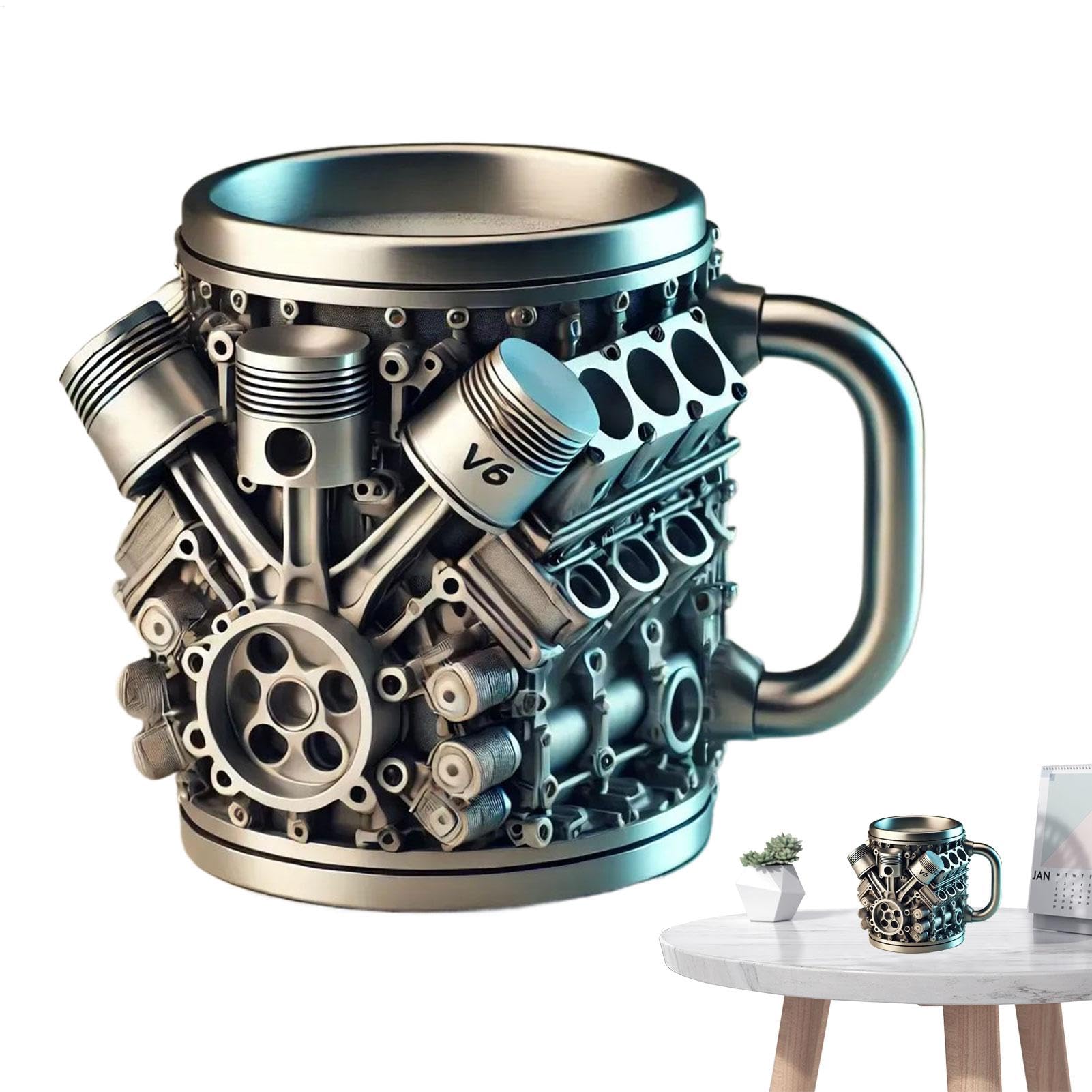 Taza de camping V8 aislada para rutas en coche y café caliente al aire libre