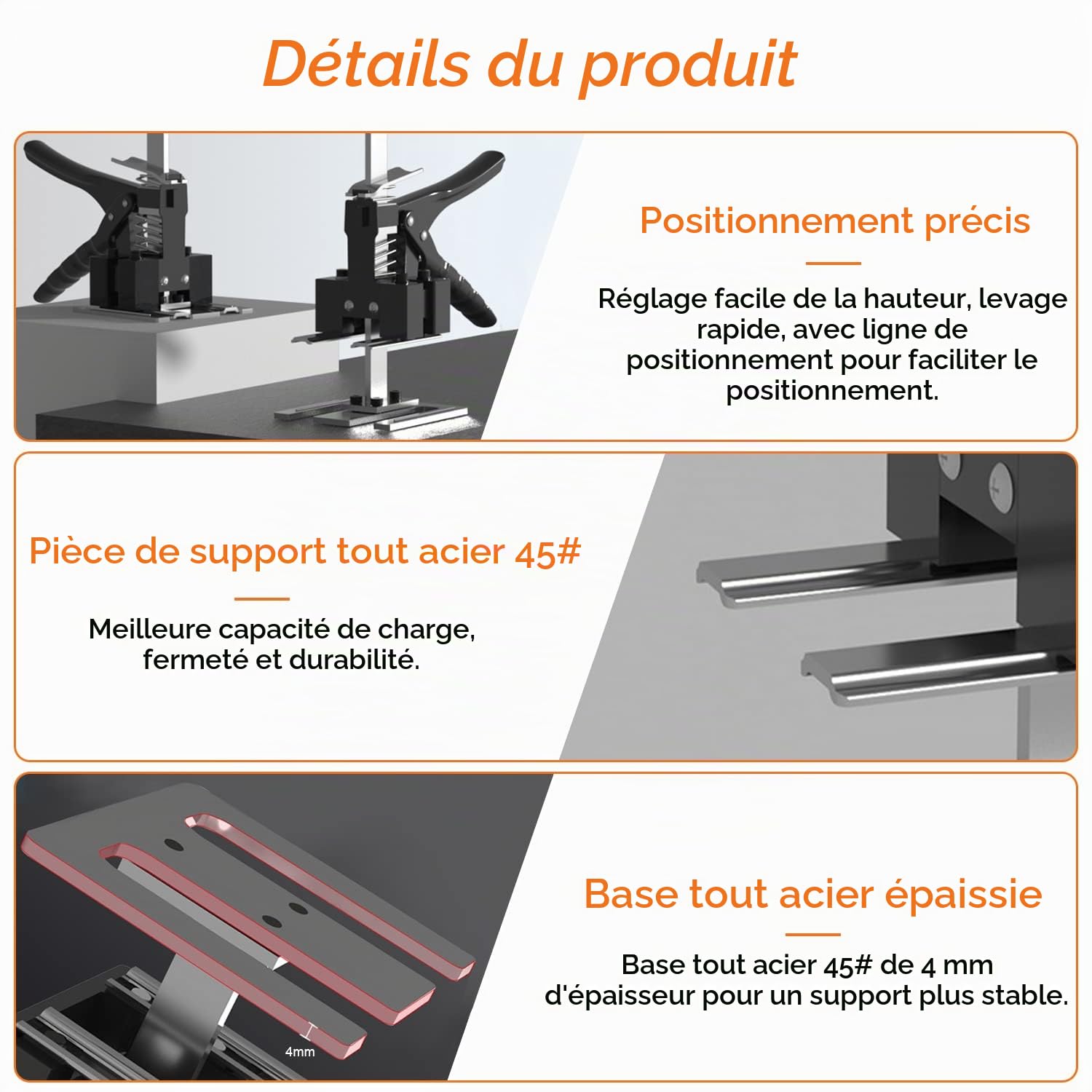 2 pièces Lève-plaques Placo Meuble Avec échelle, 29cm Réglable Leve Plaque Meuble, Etai Telescopique Leve Meuble pour les Sols, Fenêtres et les Armoires, Capacité de Charge Maximale de 240 kg
