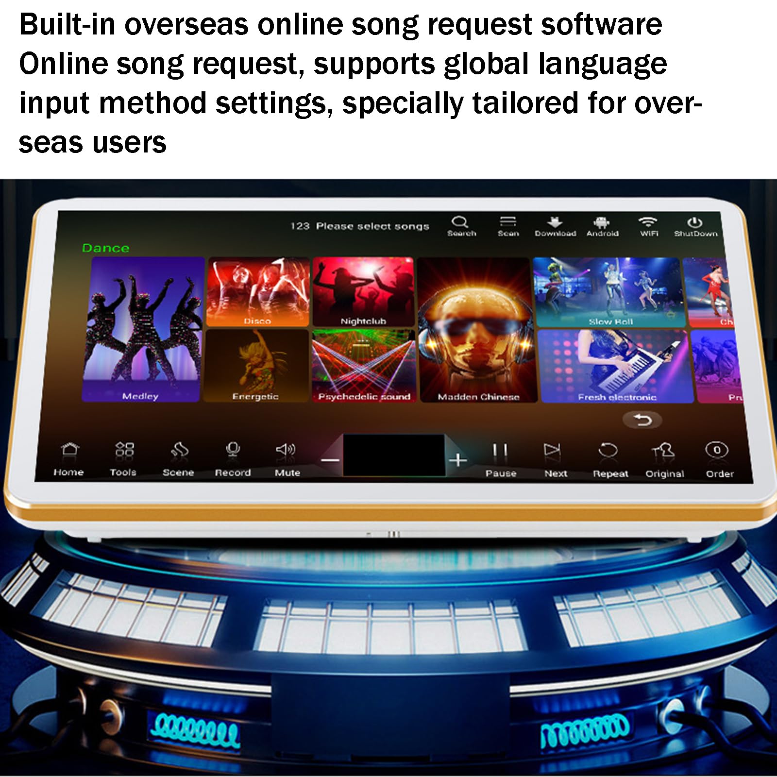 Máquina de karaoke con pantalla táctil de 19 pulgadas y función de grabación para reuniones familiares y domésticas