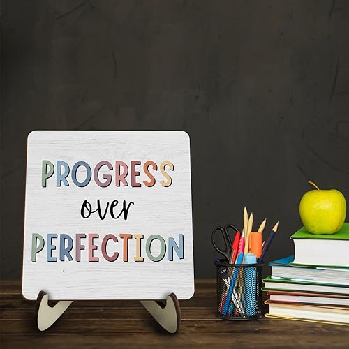 Miniatura 5 de Decoración decorativa de escritorio con afirmaciones motivacionales, placa de decoración de oficina con soporte de madera, inspirador bohemio para