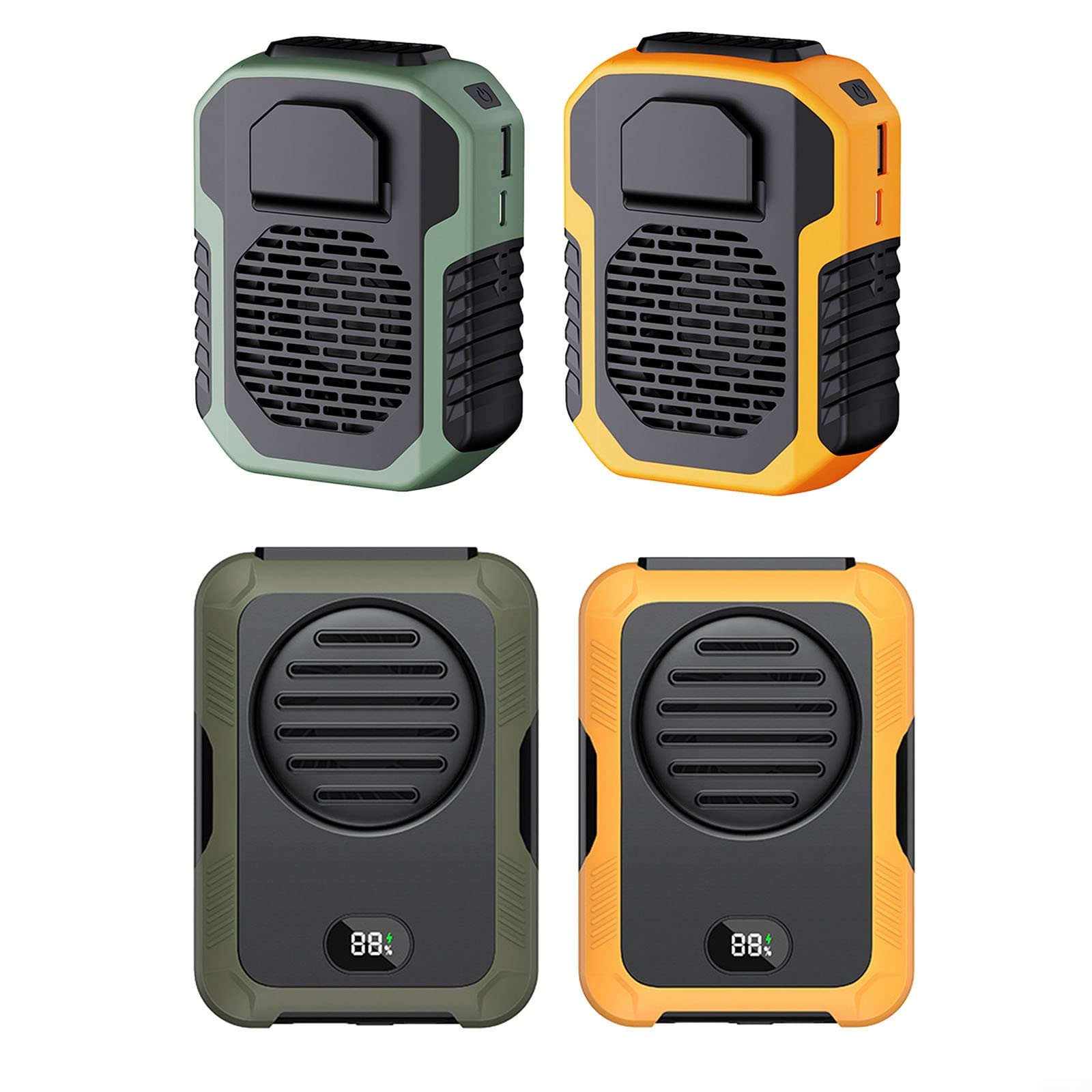 Ventola Portatile 2-in-1 Con Clip In Vita E Tracolla, 10000 MAh, 3 Velocità, Luce LED – Per Casa, Ufficio, Viaggi E Outdoor (verde)