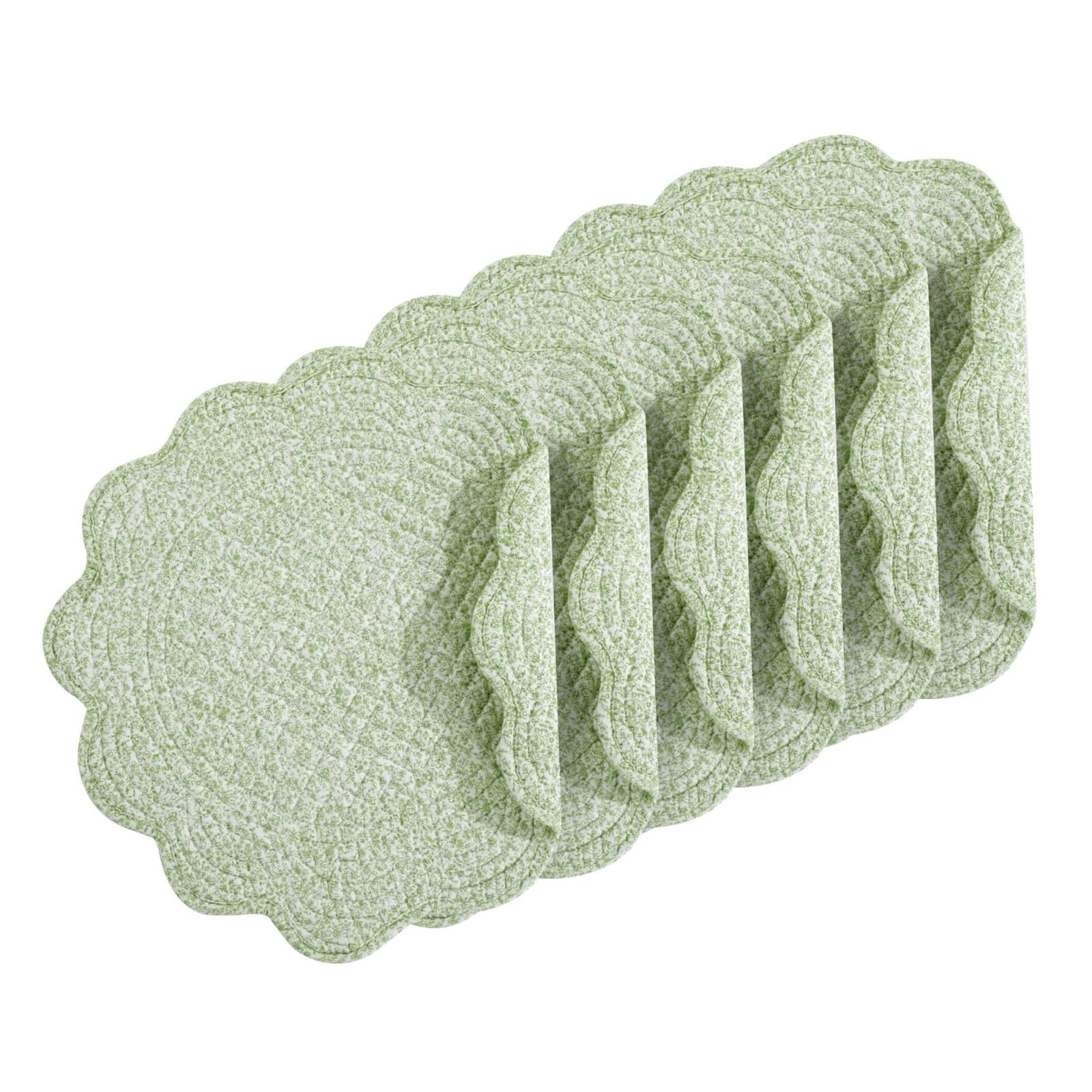 Manteles Individuales Acolchados de algodón Manteles Individuales Acolchados, manteles Redondos Lavables for Mesa, de Tela algodón 14 Pulgadas, con Relleno Microfibra(Color 3,Round_4 PCS)
