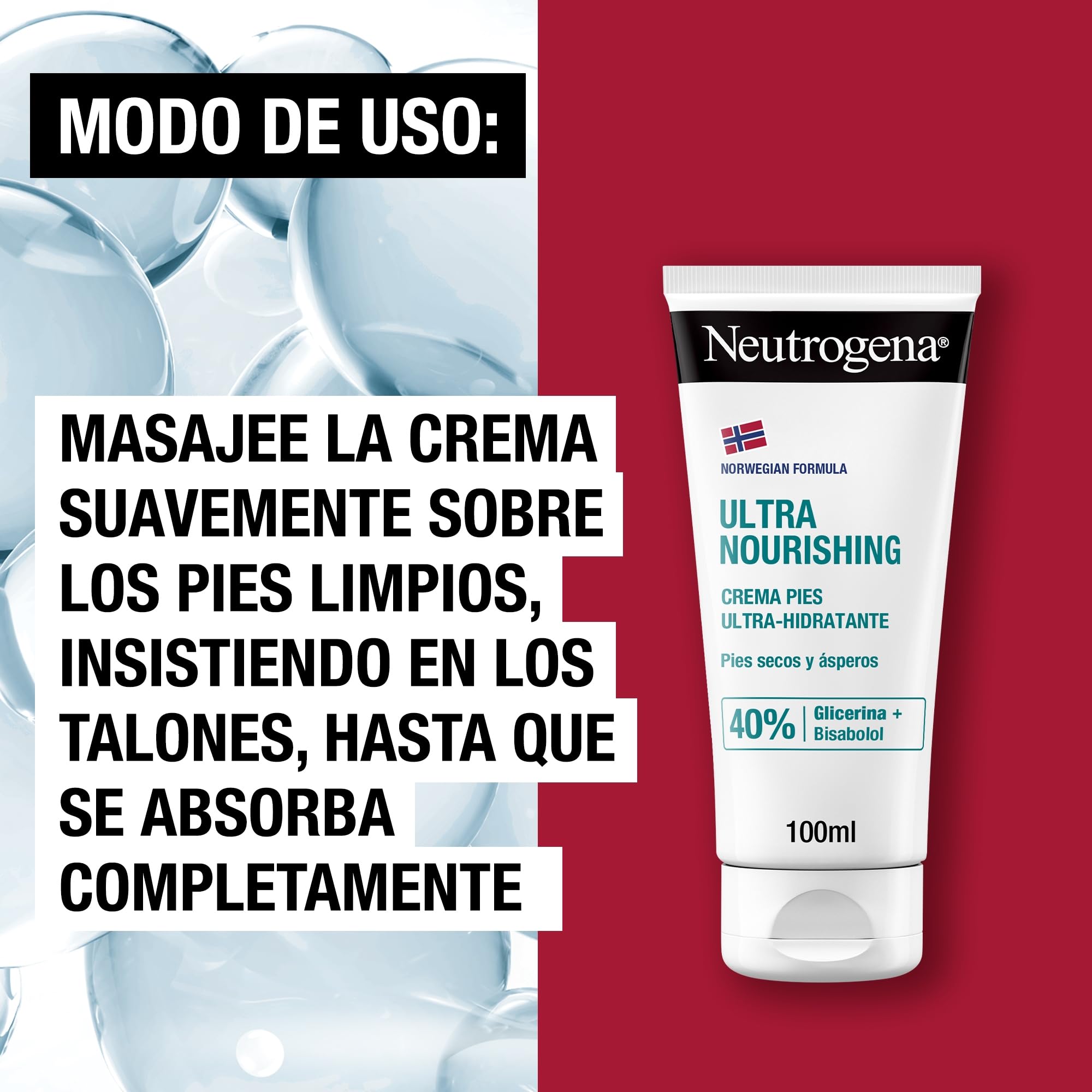 Neutrogena Fórmula Noruega Crema Pies Ultra Hidratante (pack de 2 x 100 ml), crema pies secos y agrietados, crema hidratante Neutrogena pies con 40% Glicerina y Bisabolol — view 6
