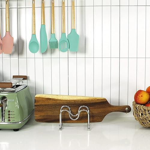 Miniatura 6 de LENITH Soporte para tabla de cortar de alambre de acero inoxidable 304, organizador de tabla de cortar para cocina con 2 seccionales