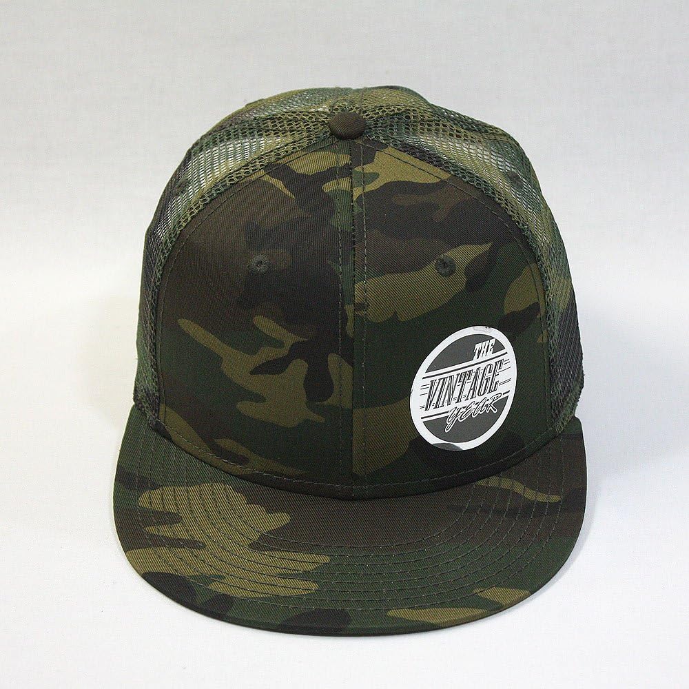 The Vintage Year Plain Cotton Twill Flat Brim Mesh Adjustable Snapback Trucker Baseball Cap - Image 2