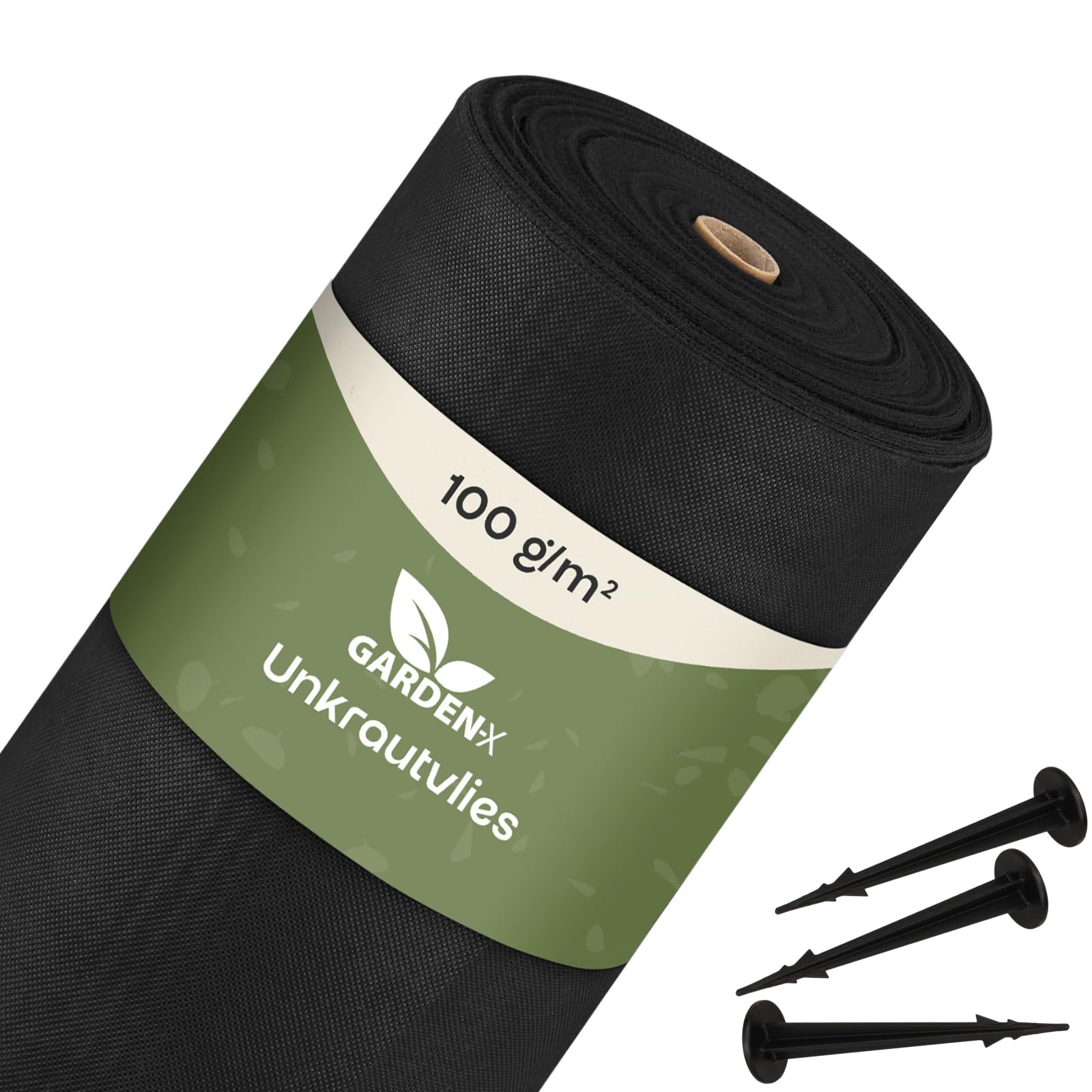 GARDENIX 100m² Unkrautvlies mit 50 Erdankern 100m² (2m x 50m) - Wasserdurchlässig 100g/m² - Schwarz UV-beständig Folie Vlies Hochbeet, Unkrautschutzfolie, Gartenflies, Beetfolie Pflanzfolie
