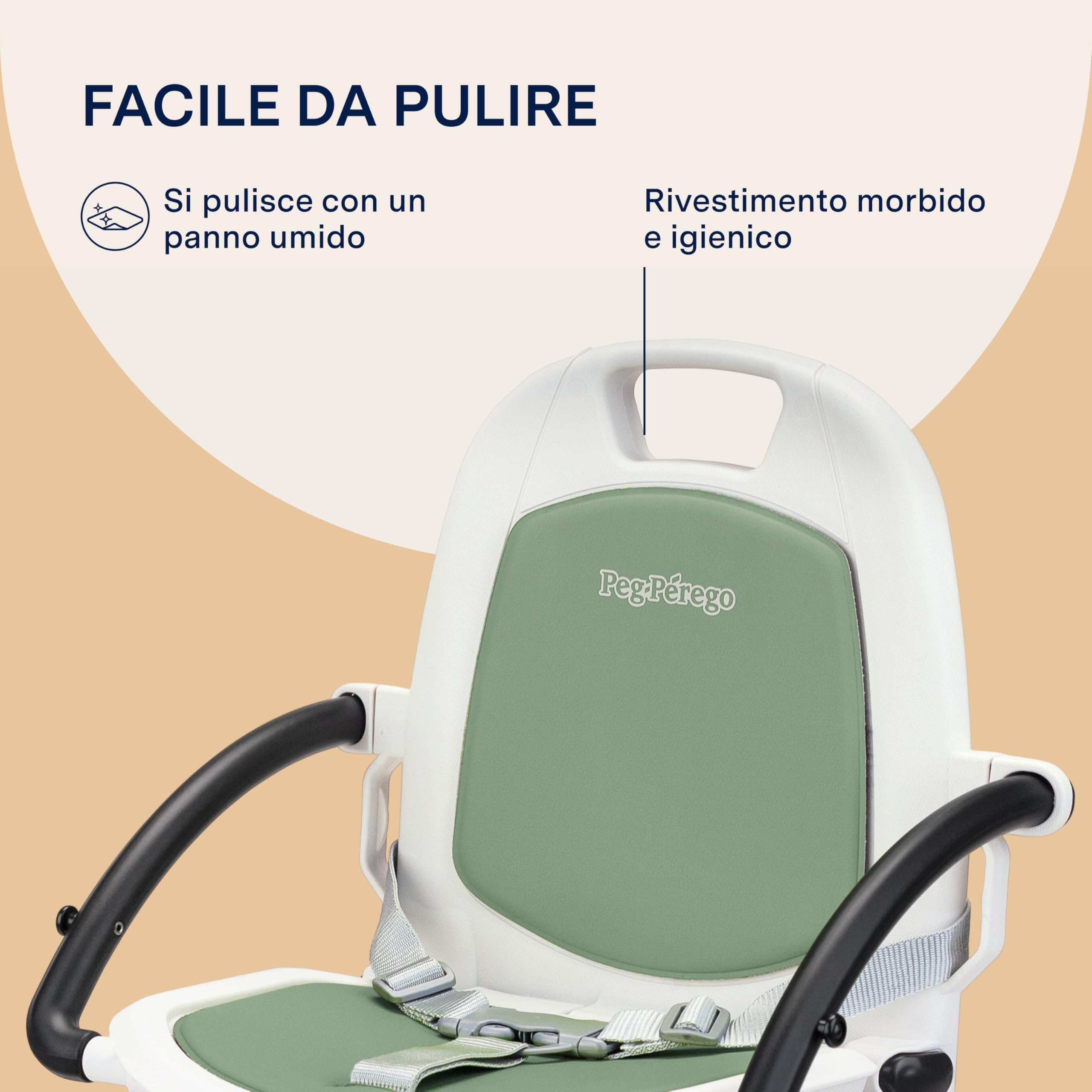 PEG Rialto Alzasedia Pappa, Sedia Bimbi Portatile e Regolabile, Chiusura Compatta, Vassoio Rimovibile, Seggiolone da Viaggio per Bambini da 6 Mesi a 3 Anni (0-15 kg), Petrolio