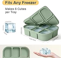 Vista 2 de Ice Cube Tray 2 Pack – Stackable Large Silicone Ice Cube Freezer Molds & Easy Release Square Ice Cube Maker with Removable Lid BPA Free for