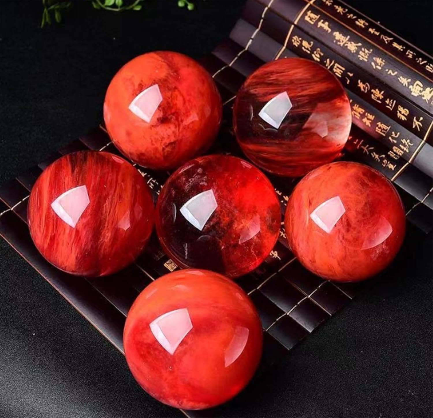 Melting Red Crystal Ball Red Crystal Quartz Divination Sphere Feng Shui Supplies Wealth Stones for Home Office Desk Decor Gemstone,10cm/3.9in