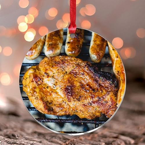 Vista 44 de Grill Master Meat Kebab Adorno de Navidad Fruta Hamburgo Patatas Fritas Cuadro Mariposa Árbol de Navidad Adorno Recuerdo Deliciosa Comida Sabrosa
