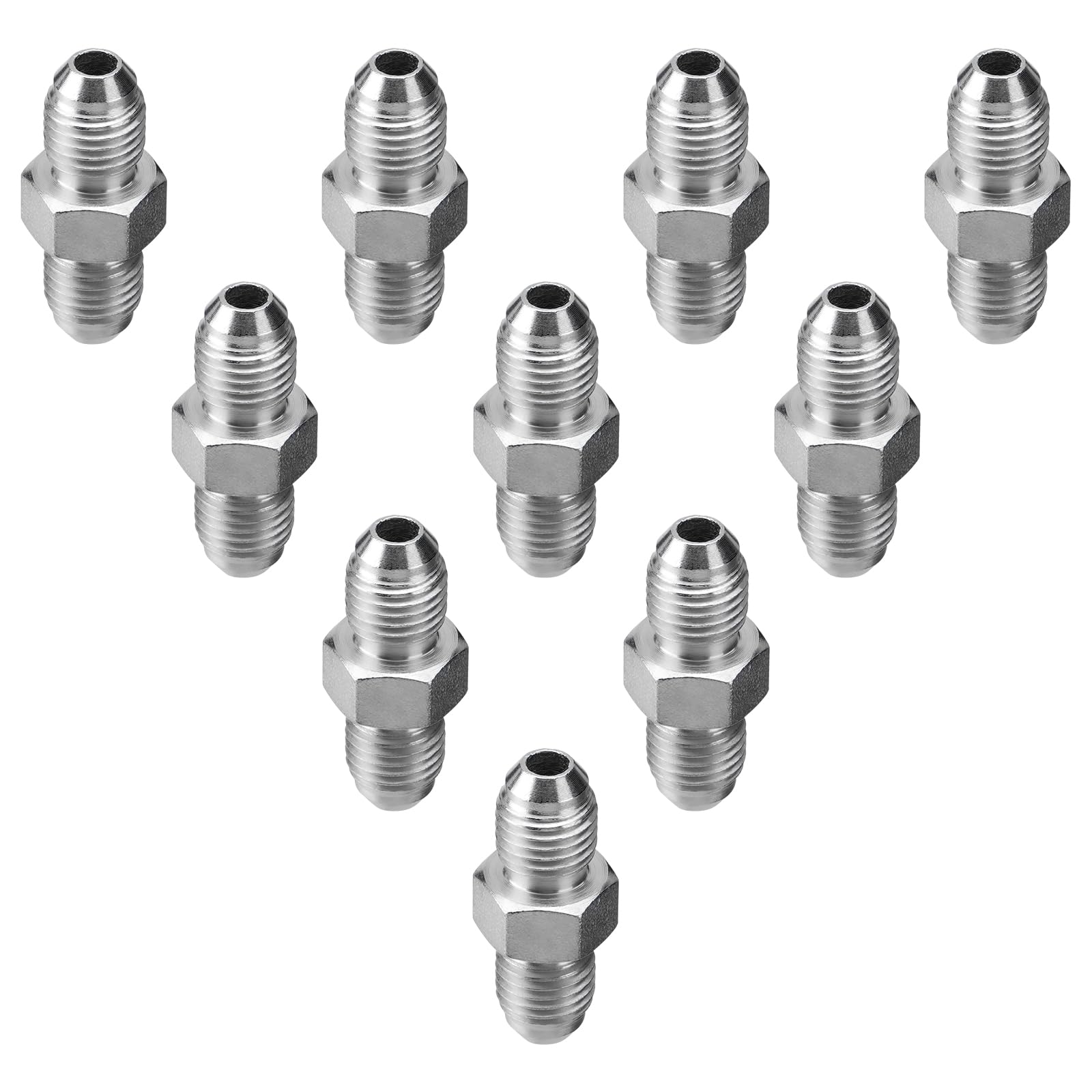 10 Pack Hydraulic Adapter Fittings: 1/4" JIC Male x 1/4" JIC Male