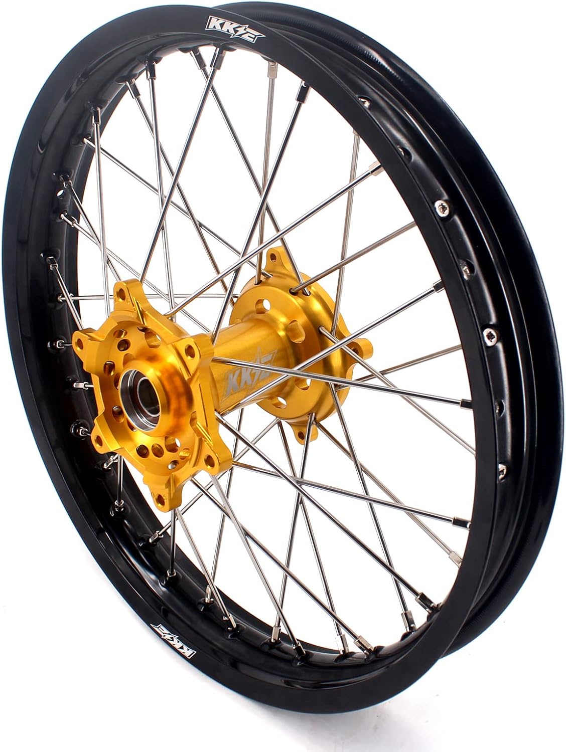 KKE 21/19 MX Dirt Bike Wheels Rims Set Compatible with SUZUKI RMZ250 2007-2024, RMZ450 2005-2024 Gold Hub