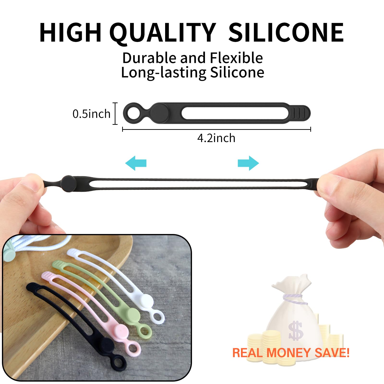 UMUST 20 bridas de silicona para cables, organizador de gestión de cables reutilizable, bridas de alambre, bridas de cable de viaje, organizador de cables para agrupar cables en el hogar, oficina,