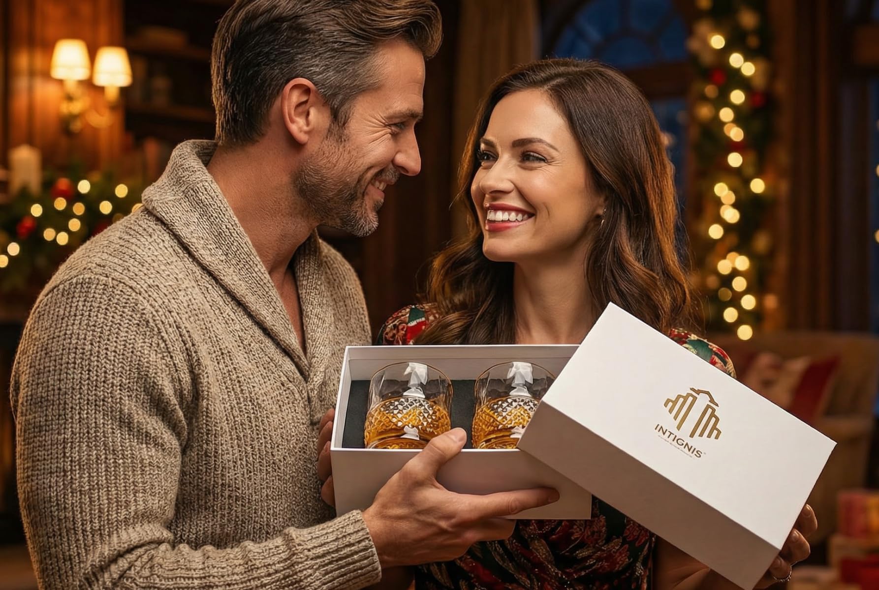 INTIGNIS® Coffret 3 Verres à Whisky 350 ml – Verres Design Taillés & Polis à la Main, Base Lourde, Emballage Cadeau Premium