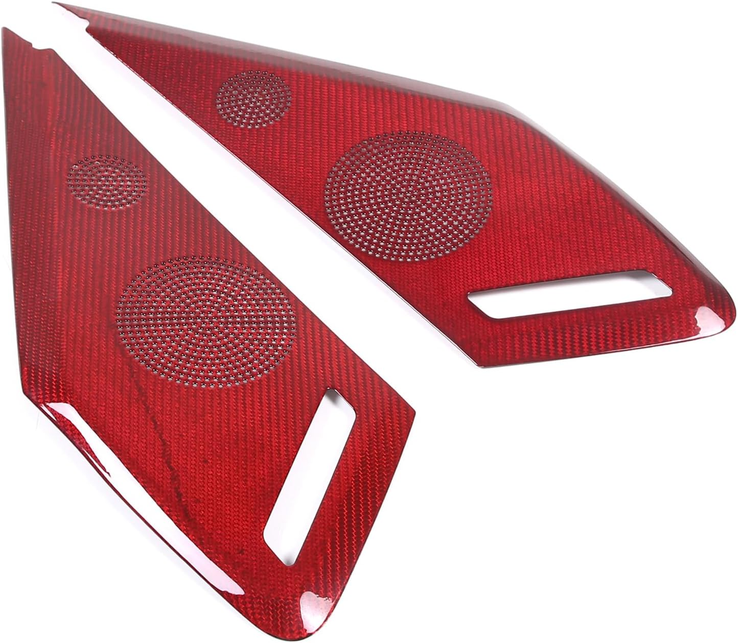Real Carbon Fiber Car Side Door Speaker Cover Compatible with Chevrolet Corvette C8 Z06 Z51 2020-2026 Inner Door Speaker Air Vent Outlet Cover Trim, for Convertible 2Pcs (Red)