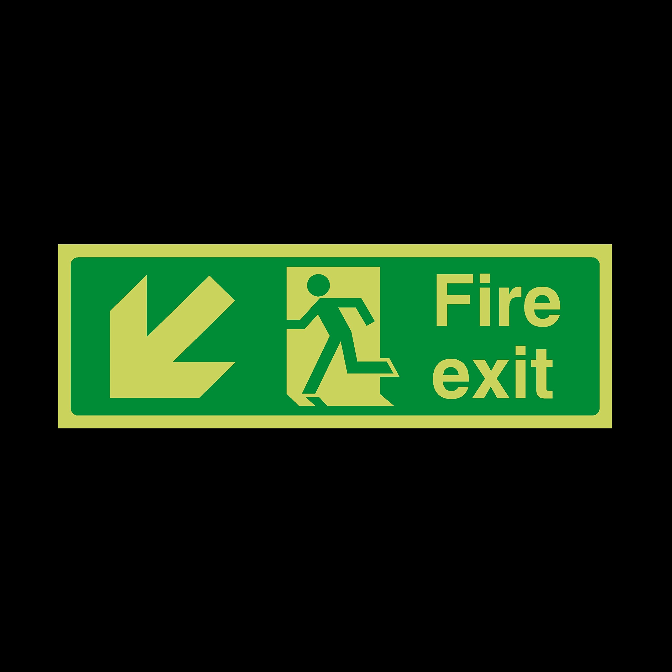 Ussp&S Dark Fire Exit Arrow Left Down Plastic Sign With Double Sided Fixing Tape - Emergency/Fire Exit/Extinguisher (Ee8)