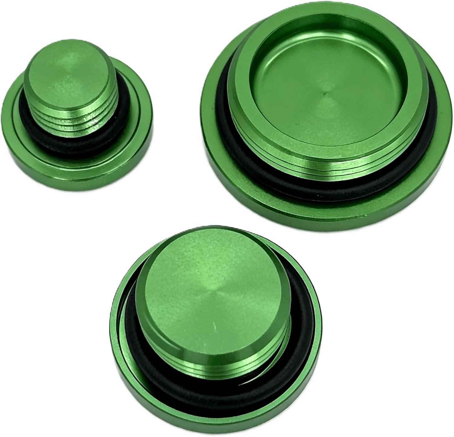 Engine Timing Caps Oil Filler Plugs & Crankcase Cover Kit Compatible with Kawasaki KX250F KX450F KLX450R KX250 KX450 - CNC Billet Aluminum Green Anodized Dirt Bike Accessories (Green)