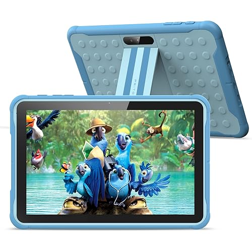 PRITOM Android 13, 10 inch Kids Tablet, Parental Control, 6000mAh, Quad Core Processor, 2GB RAM, 64GB ROM, HD IPS Touch Screen, Google Play, YouTube, Kids-Tablet Case(Blue)