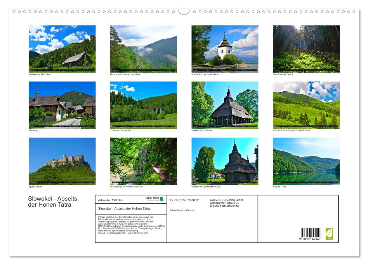 Slowakei - Abseits der Hohen Tatra (Wandkalender 2026 DIN A2 quer), CALVENDO Monatskalender: Eindrücke aus dem Burgenland Europas (CALVENDO Natur)